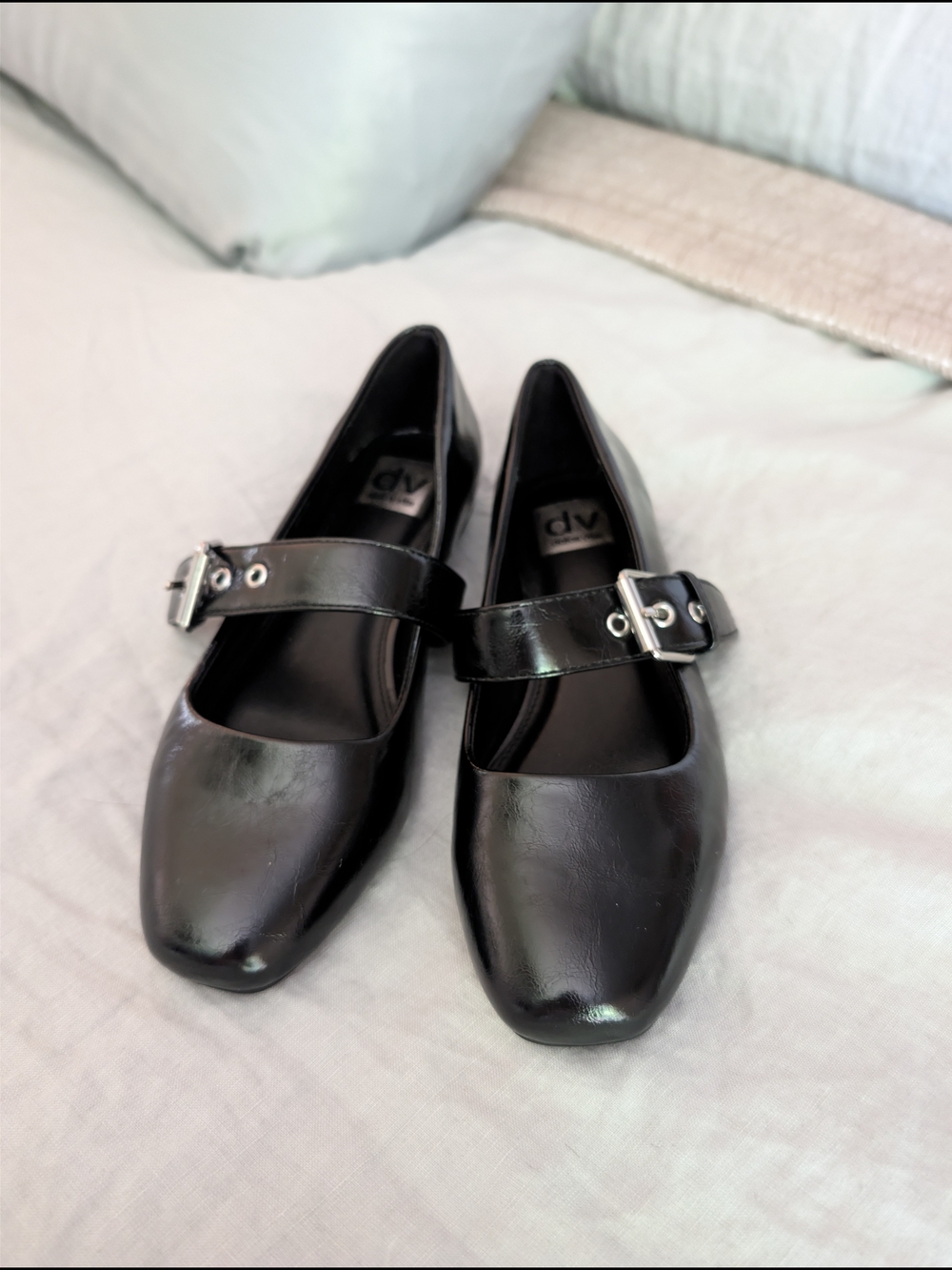 ​DV Dolce Vita Mellie Black Mary Jane Flats Square Toe Buckle 7 NWOB